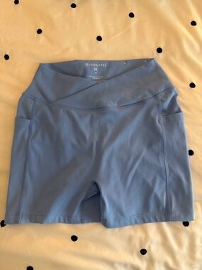 Logilates Light Blue High-Rise Bike Shorts